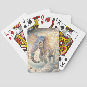 Fantasy Cute Flying Elephant Sakura Playing Cards