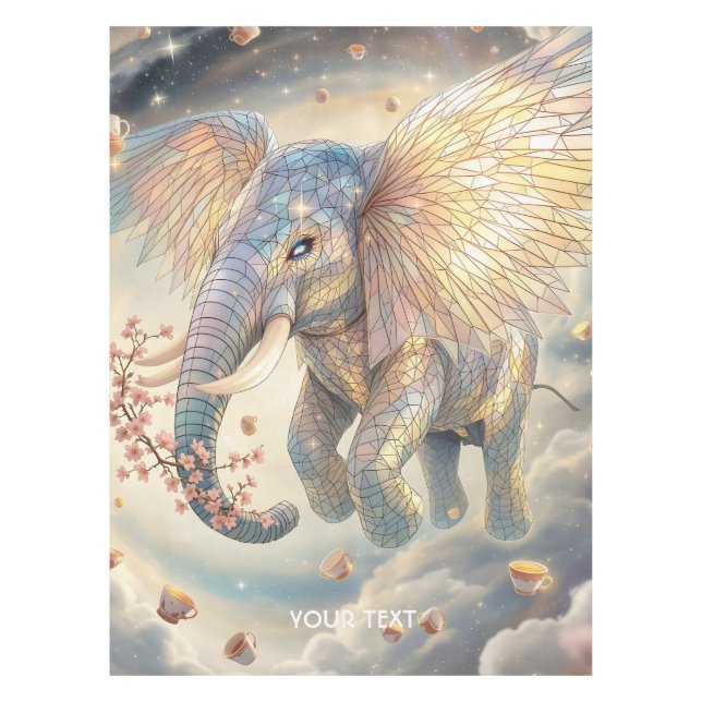 Fantasy Cute Flying Elephant Sakura Tablecloth (Front)