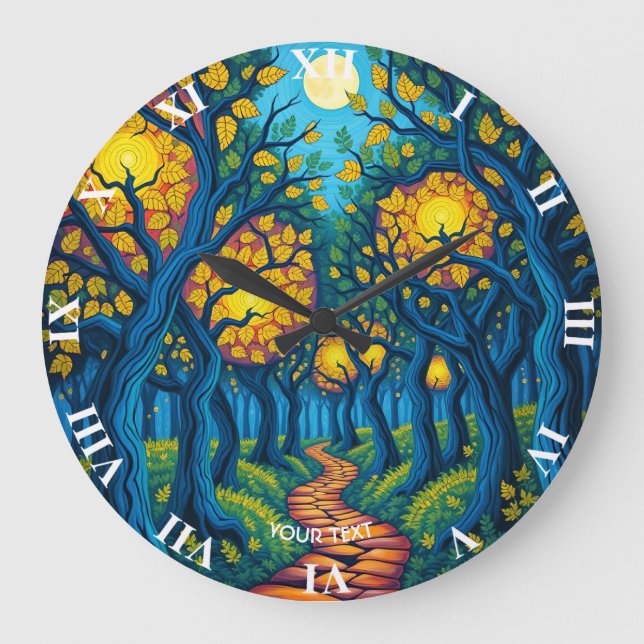 Fantasy Cute Forest Orange Road Large Clock (Front)