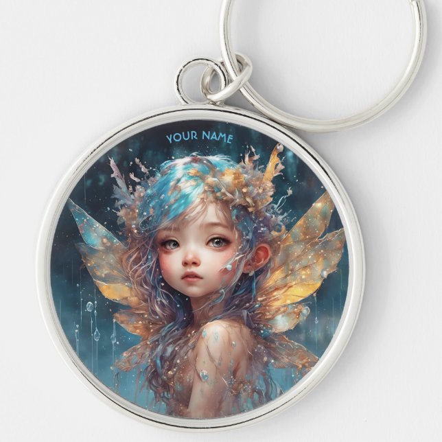 Fantasy Cute Forest Rainy Fairy Keychain (Front)