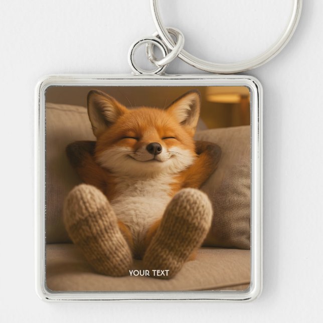Fantasy Cute Fox And Socks Keychain (Front)