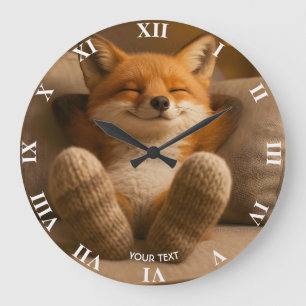 Fantasy Cute Fox And Socks Large Clock