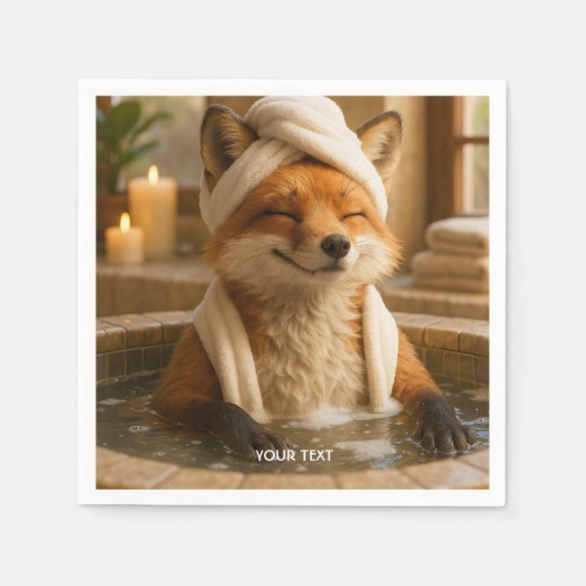 Fantasy Cute Fox In Spa Napkin (Front)