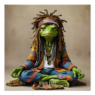 Fantasy Cute Frog Dreads Meditation Poster