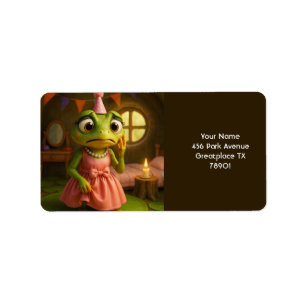 Fantasy Cute Frog Girl Party Label