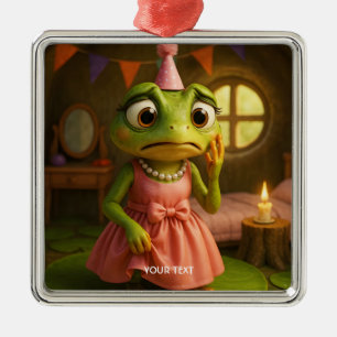 Fantasy Cute Frog Girl Party Metal Ornament