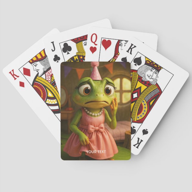 Fantasy Cute Frog Girl Party Playing Cards (Back)