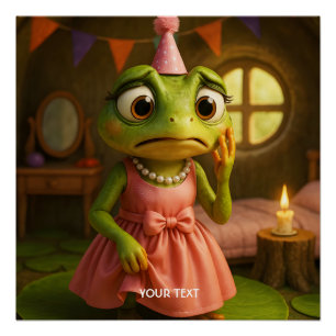 Fantasy Cute Frog Girl Party Poster