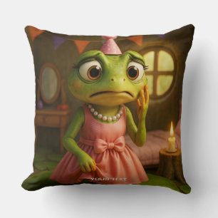 Fantasy Cute Frog Girl Party Throw Pillow