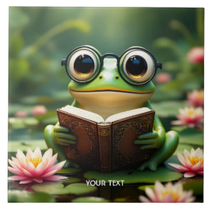 Fantasy Cute Frog Glasses Book Tile