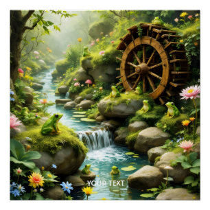 Fantasy Cute Frog River Forest Poster