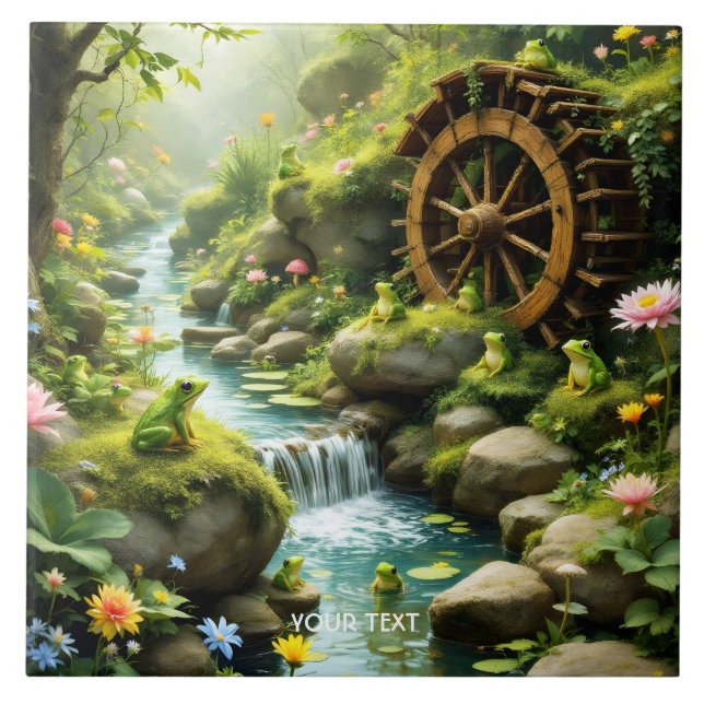 Fantasy Cute Frog River Forest Tile (Front)