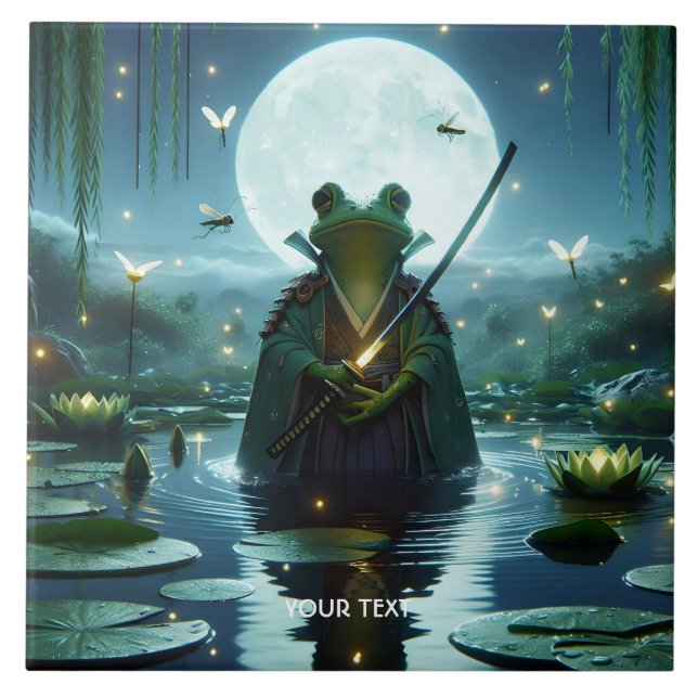Fantasy Cute Frog Samurai Katana Tile (Front)