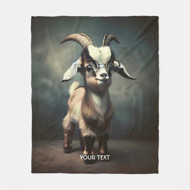 Fantasy Cute  Funny Baby Goat Fleece Blanket (Front)