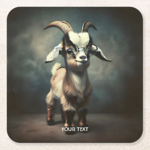 Fantasy Cute  Funny Baby Goat Square Paper Coaster