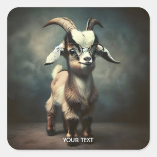 Fantasy Cute Funny Baby Goat Square Sticker