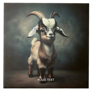 Fantasy Cute Funny Baby Goat Tile