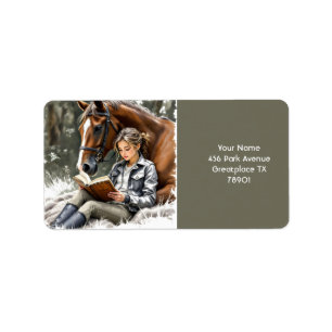 Fantasy Cute Garden Horse Girl Label