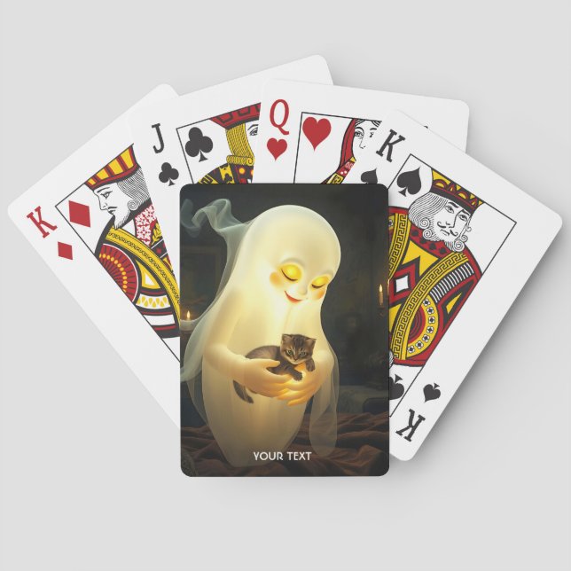 Fantasy Cute Ghost Kitten Candles Playing Cards (Back)