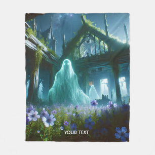 Fantasy Cute Ghost Old House Fleece Blanket