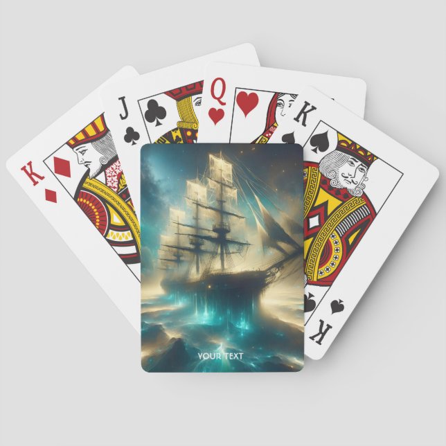 Fantasy Cute Ghost Sea Ship Playing Cards (Back)