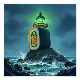 Fantasy Cute Giant Sushi Lighthouse Poster
