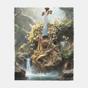 Fantasy Cute Giant Violin Forest Fleece Blanket