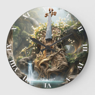 Fantasy Cute Giant Violin Forest Large Clock