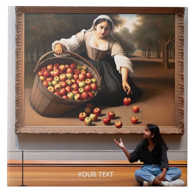 Fantasy Cute Girl Apple Picture Tile (Front)