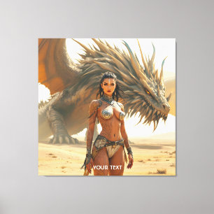 Fantasy Cute Girl Dragon Desert Canvas Print