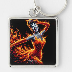 Fantasy Cute Girl Fire Dress Keychain