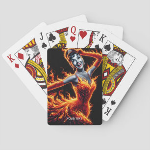 Fantasy Cute Girl Fire Dress Playing Cards