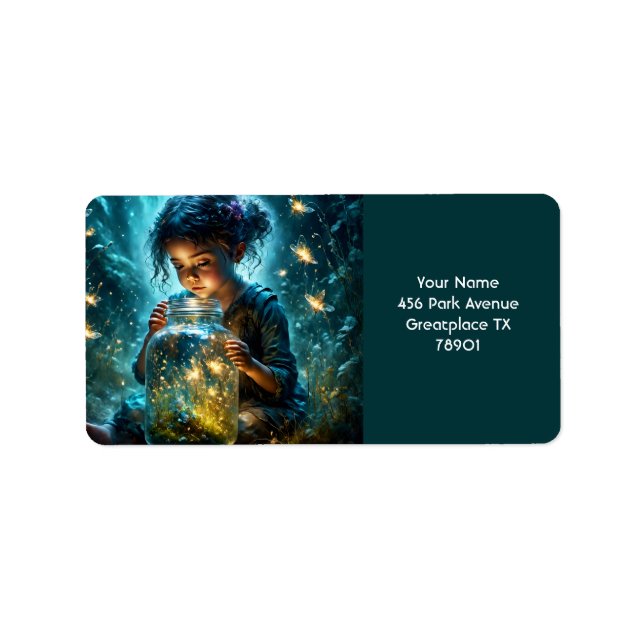 Fantasy Cute Girl Jar Fireflies Label (Front)