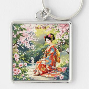 Fantasy Cute Girl Kimono Sakura Keychain