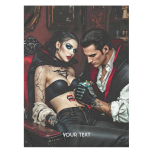 Fantasy Cute Girl Man Tattoo Tablecloth