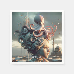 Fantasy Cute Girl Octopus Sea Napkin