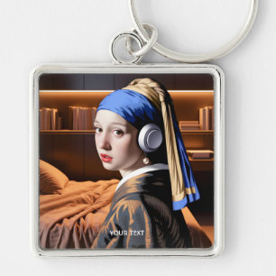 Fantasy Cute Girl Pearl Headphones Keychain