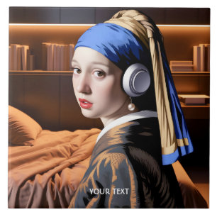 Fantasy Cute Girl Pearl Headphones Tile