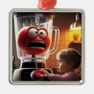 Fantasy Cute Girl Tomato Blender Metal Ornament