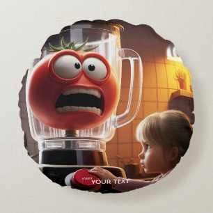Fantasy Cute Girl Tomato Blender Round Pillow