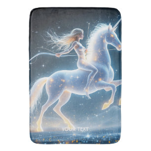 Fantasy Cute  Girl Unicorn Space Bath Mat