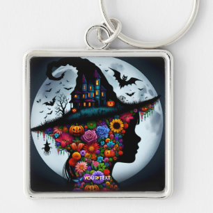 Fantasy Cute Girl Witch Halloween Keychain