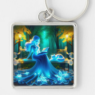 Fantasy Cute Glass Girl Cat Keychain