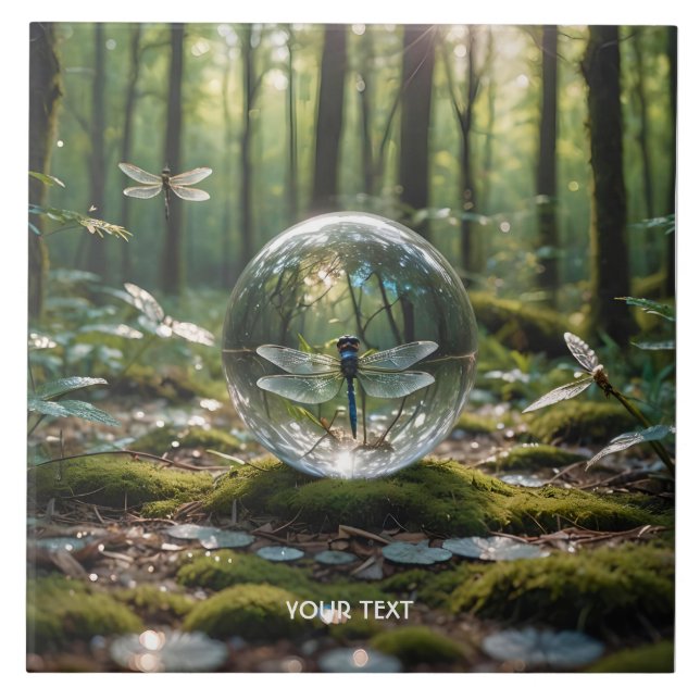 Fantasy Cute Glass Sphere Dragonfly Tile (Front)