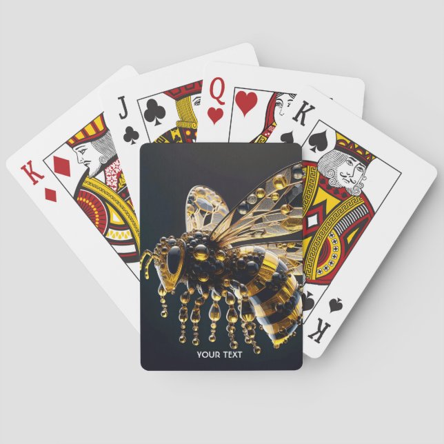 Fantasy Cute Glass Yellow Black Bee Playing Cards (Back)
