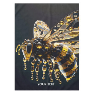 Fantasy Cute Glass Yellow Black Bee Tablecloth