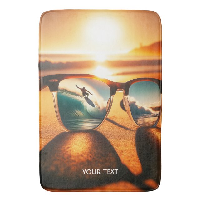 Fantasy Cute  Glasses Sunset Beach Bath Mat (Front Vertical)