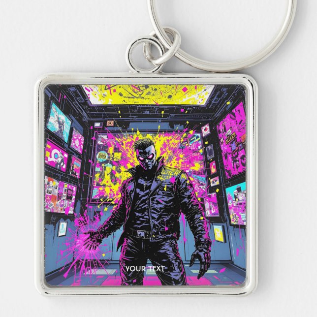 Fantasy Cute Glitch In Gallery Keychain (Front)