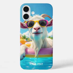 Fantasy Cute Goat Float Glasses iPhone 16 Plus Case
