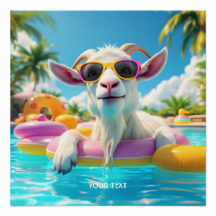 Fantasy Cute Goat Float Glasses Poster
